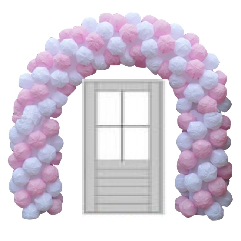 Opblaasbare Ballonnenboog Wit Roze (enkele deur) huren