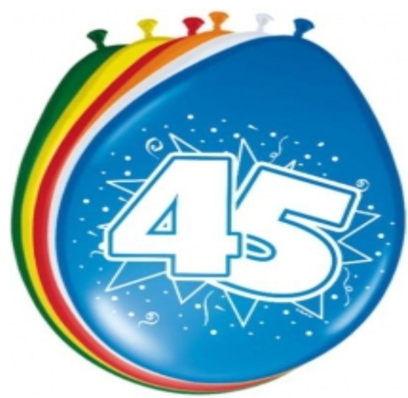 Cijferballon 45 jaar (8 stuks) kopen